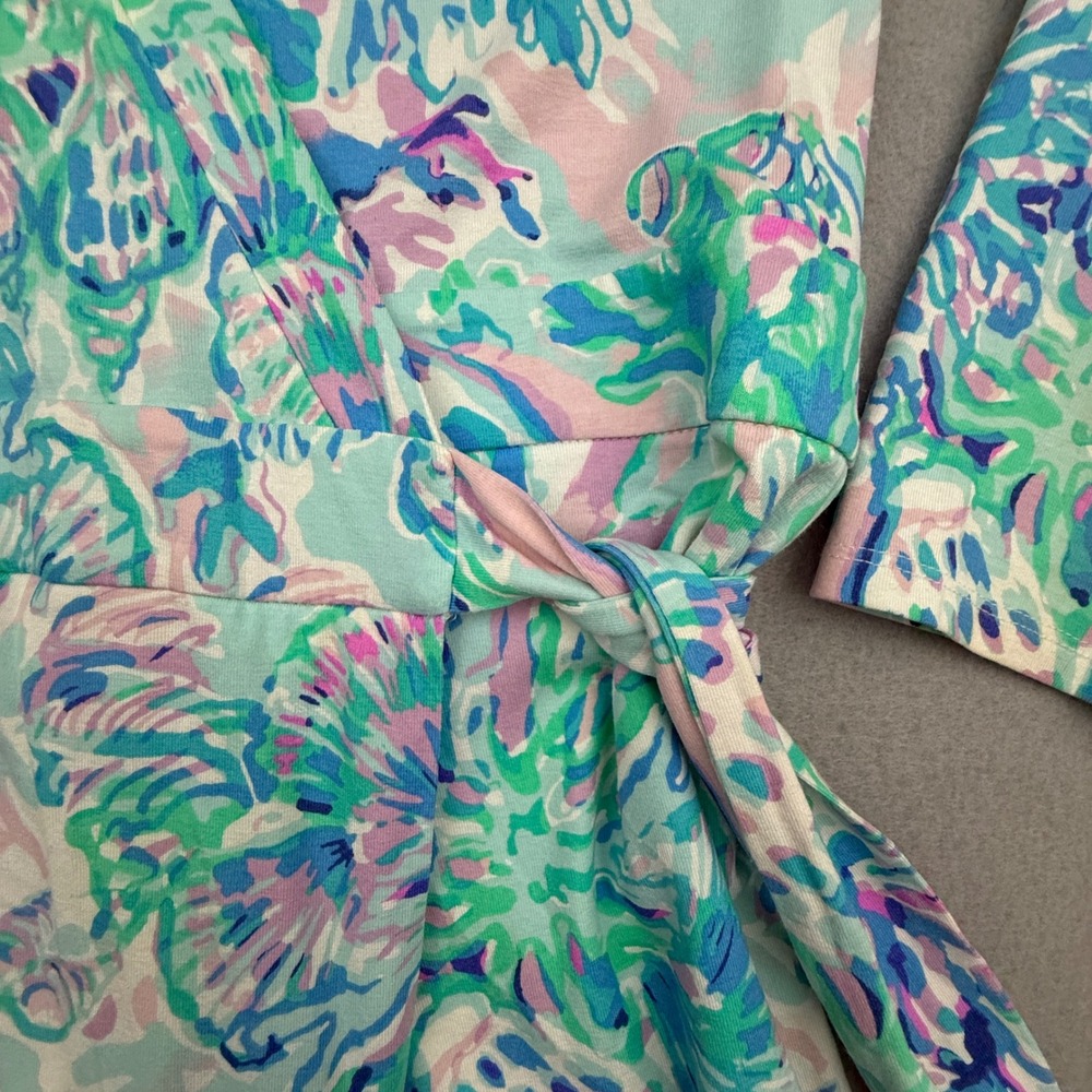Lilly Pulitzer Karlie Wrap Romper Women Medium Amethyst Tint Crayesa Floral Wrap - Picture 6 of 16